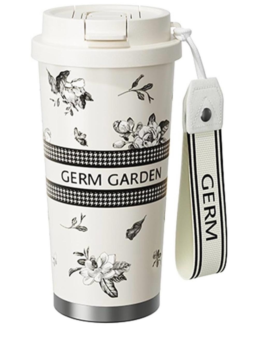 Germ Garden Floral Travel Tumbler in Cream and Black